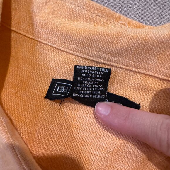 Bachrach Linen Blend Button Down Shirt Orange Long Sleeve Lightweight Casual XL - Picture 6 of 8